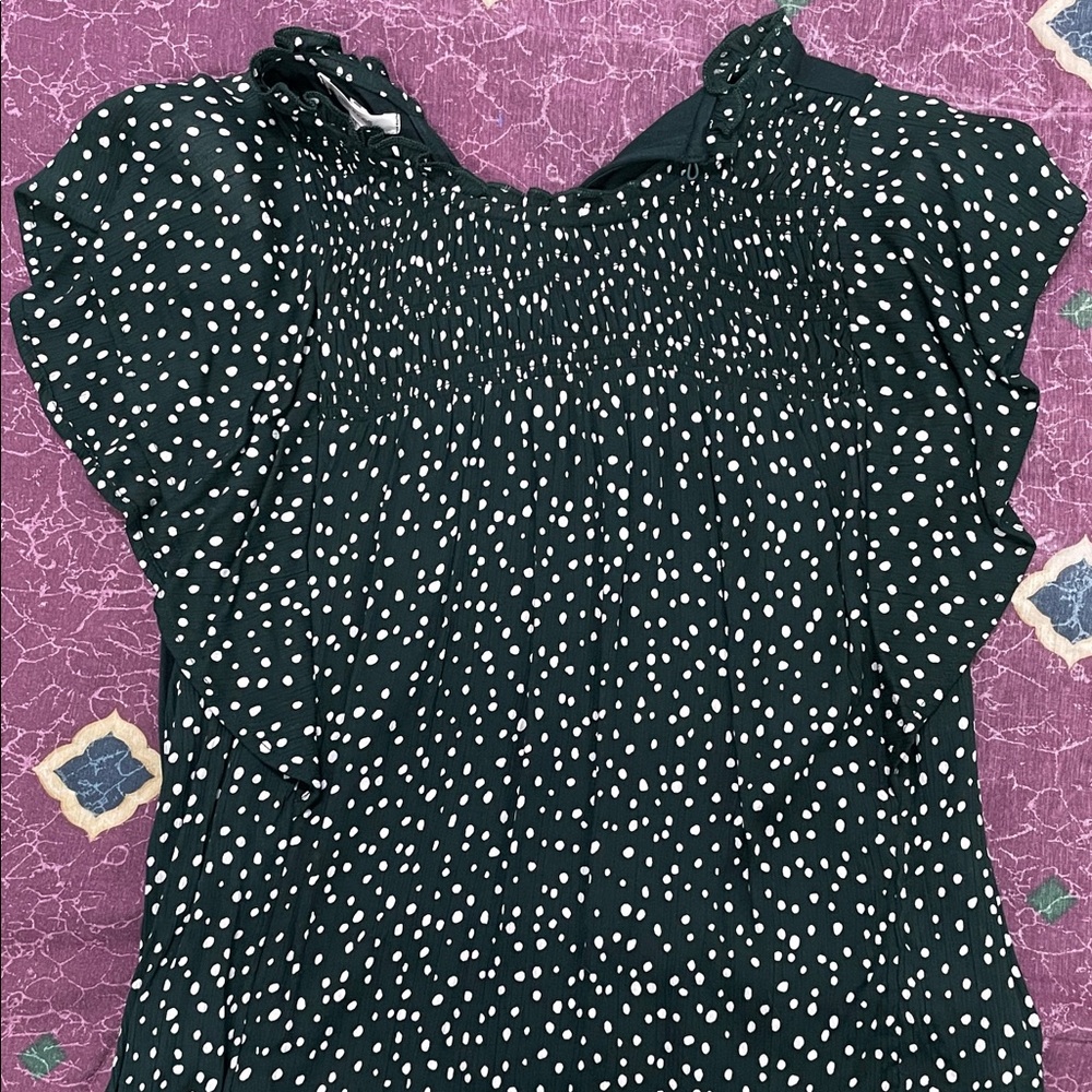 Maurices Dark Green Polka Dot Blouse